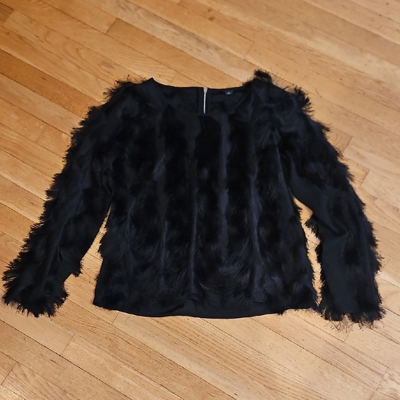 Ann Taylor Tops - Ann Taylor Black Faux Fur Blouse